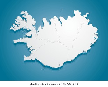 Detailed vector map Iceland divided on regions isolated in the background. Template Europe country for pattern, infographic, design, illustration. Creative concept of administrative divisions Iceland