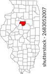 Detailed vector map of Illinois, USA, highlighting Woodford County. Ideal for data visualization and Central Illinois agriculture reports.

