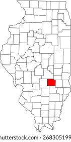 Mapa detallado del Vector de Illinois, Estados Unidos, destacando Effingham County. Esencial para la visualización de datos e informes de transporte de Illinois Central.

