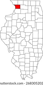 Mapa detalhado de Illinois, Estados Unidos da América, com destaque para Carroll County. Ideal para visualização de dados e relatórios fluviais do noroeste de Illinois.

