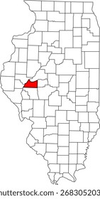 Mapa de Vector detallado de Illinois, Estados Unidos, destacando Cass County. Ideal para la visualización de datos y los informes de la región del río Illinois Central.

