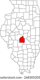 Mapa de Vector detallado de Illinois, Estados Unidos, destacando Christian County. Ideal para visualización de datos e informes de agricultura de Illinois Central.


