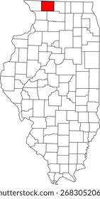 Detailed vector map of Illinois, USA, highlighting Stephenson County. Ideal for data visualization and Northern Illinois border reports.

