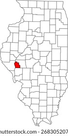 Mapa de Vector detallado de Illinois, Estados Unidos, destacando Scott County. Ideal para visualización de datos e informes rurales del oeste de Illinois.

