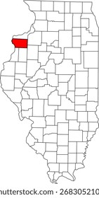 Mapa de Vector detallado de Illinois, EE.UU., destacando Mercer County. Ideal para la visualización de datos y los informes de los ríos del oeste de Illinois.

