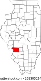 Detailed vector map of Illinois, USA, highlighting Madison County. Essential for data visualization and St. Louis Metro East region reports.


