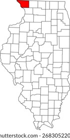 Mapa de Vector detallado de Illinois, Estados Unidos, destacando Jo Daviess County. Ideal para visualización de datos e informes turísticos del noroeste de Illinois.

