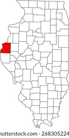 Mapa de Vector detallado de Illinois, Estados Unidos, destacando Hancock County. Ideal para la visualización de datos y los informes de los ríos del oeste de Illinois.

