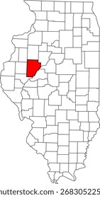 Mapa detallado del Vector de Illinois, Estados Unidos, destacando Fulton County. Ideal para la visualización de datos y los informes de la región del río Illinois Central.

