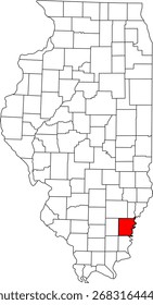 Mapa de Vector detallado de Illinois, Estados Unidos, destacando White County. Ideal para visualización de datos e informes de ríos del sureste de Illinois.

