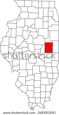 Detailed vector map of Illinois, USA, highlighting Champaign County. Essential for data visualization and education or research reports.

