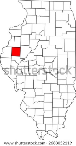 Detailed vector map of Illinois, USA, highlighting McDonough County. Ideal for data visualization and Western Illinois education reports.

