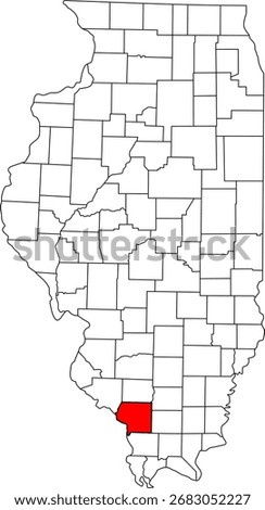 Detailed vector map of Illinois, USA, highlighting Jackson County. Essential for data visualization and Southern Illinois University region reports.

