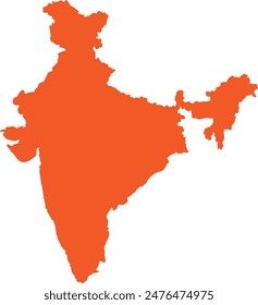 Detailed vector map of India in orange color 