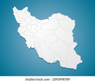 Detailed vector map Iran divided on regions isolated on background. Template Asia country for pattern, infographic, design, illustration. Creative concept of administrative divisions state Iran