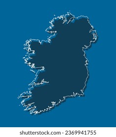 Detailed vector map Ireland - border, frontier, boundary country - isolated on background. Template Europe outline country for pattern, report, infographic, backdrop. Silhouette of the map Ireland