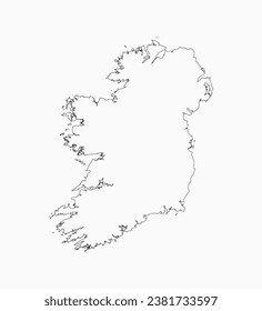 Detailed vector map Ireland - border, frontier, boundary country - isolated on background. Template Europe outline country for pattern, report, infographic, backdrop. Silhouette of the map Ireland