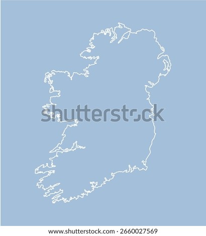 Detailed vector map of Ireland - border, frontier, boundary country - isolated on background. Template Europe outline country for pattern, report, infographic backdrop. Silhouette of the map Ireland