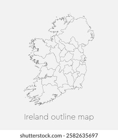 Detailed vector map Ireland divided on regions isolated on background. Template Europe country for pattern, infographic, design, illustration. Outline concept of administrative divisions state Ireland