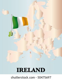 detailed vector map of ireland / and europe
