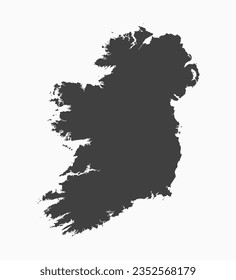 Detailed vector map Ireland isolated on background. Template Europe country for pattern, report, infographic, backdrop. Concept outline of the state Ireland. Contour map for education, illustration