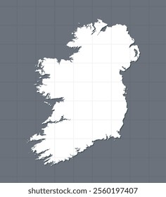 Detailed vector map Ireland isolated on background. Template Europe country for pattern, report, infographic, backdrop. Concept outline of the state Ireland. Contour map for education, illustration