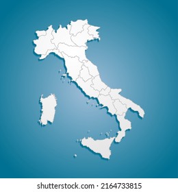 Mapa vectorial detallado de Italia dividido en regiones aisladas en segundo plano. Plantilla Europa país para patrones, infografías, diseño, ilustración. Concepto creativo de divisiones administrativas en Italia