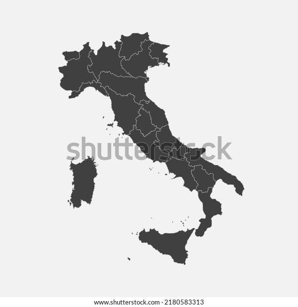 Detailed vector map Italy divided on regions\
isolated on background. Template Europe country for pattern,\
infographic, design, illustration. Concept outline of\
administrative divisions\
Italy