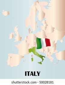 detailed vector map of italy / and europe