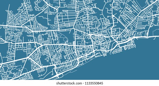 Detailed vector map of Kingston upon Hull, scale 1:30 000, England, UK