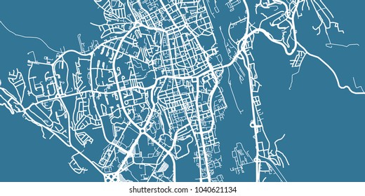 Detailed vector map of Kosice, scale 1:30 000, Slovakia