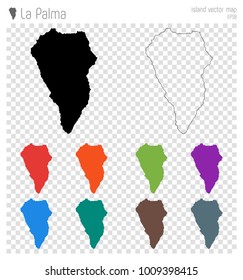 Detailed vector map of La Palma, Spain, featuring a black island outline, perfect for travel visualizations.