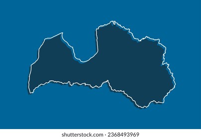 Detailed vector map Latvia - border, frontier, boundary country - isolated on background. Template Europe outline country for pattern, report, infographic, backdrop. Silhouette of the map Latvia