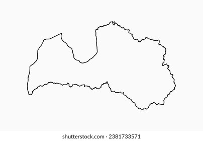 Detailed vector map Latvia - border, frontier, boundary country - isolated on background. Template Europe outline country for pattern, report, infographic, backdrop. Silhouette of the map Latvia