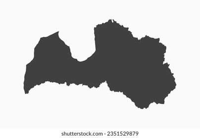 Mapa vectorial detallado de Letonia aislado en el fondo. Plantilla Europa país para patrones, informes, infografía, fondo. Esbozo conceptual del estado Letonia. Mapa de contorno para la educación, ilustración