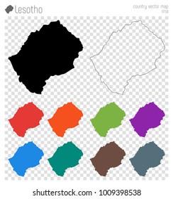 Detailed vector map of Lesotho with a black country outline.