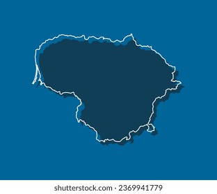 Detailed vector map Lithuania - border, frontier, boundary country - isolated on background. Template Europe outline country for pattern, report, infographic, backdrop. Silhouette of the map Lithuania