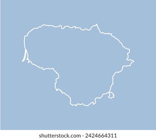 Detailed vector map Lithuania - border, frontier, boundary country - isolated on background. Template Europe outline country for pattern, report, infographic, backdrop. Silhouette of the map Lithuania