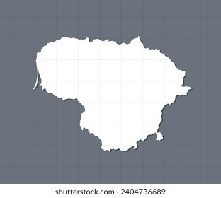 Detailed vector map Lithuania isolated on background. Template Europe country for pattern, report, infographic, backdrop. Concept outline of the state Lithuania. Contour map for education illustration