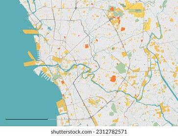 Detailed vector map of Manila, Philippines