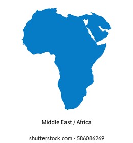 Detailed vector map of Middle East and Africa Region on white svg