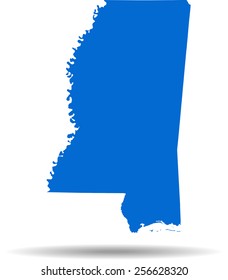 Detailed vector map of the Mississippi
