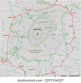 Detailed vector map Mount Kenya National Park, Kenya