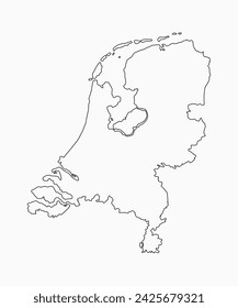 Detailed vector map Netherlands - border, frontier, boundary country - isolated on background. Template Europe outline country for pattern, report, infographic, backdrop. Silhouette of map Netherlands