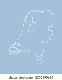 Detailed vector map Netherlands - border, frontier, boundary country - isolated on background. Template Europe outline country for pattern, report, infographic, backdrop. Silhouette of map Netherlands