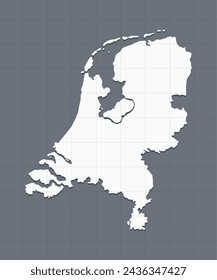 Detailed vector map Netherlands isolated on background. Template Europe country for pattern, report, infographic. Concept outline of the state Netherlands. Contour map for education, illustration