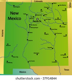 detailed vector map of new mexico state , usa