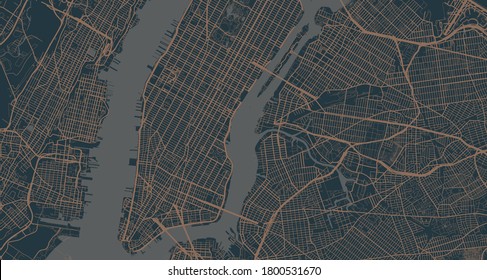 Detailed vector map of New York City, USA