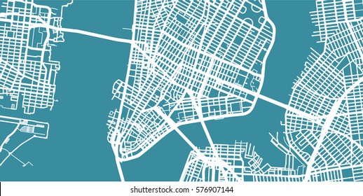 Detailed vector map of New York, scale 1:30000, USA