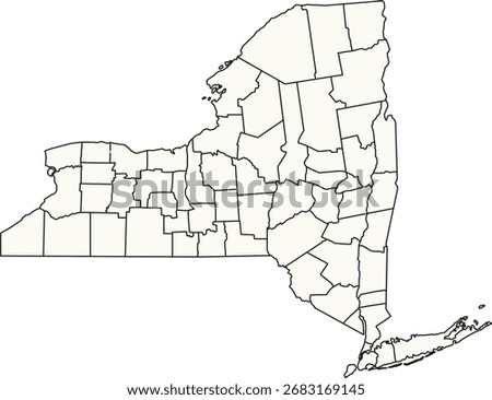Detailed vector map of New York, USA, highlighting the entire state for nationwide reports and general presentations.

